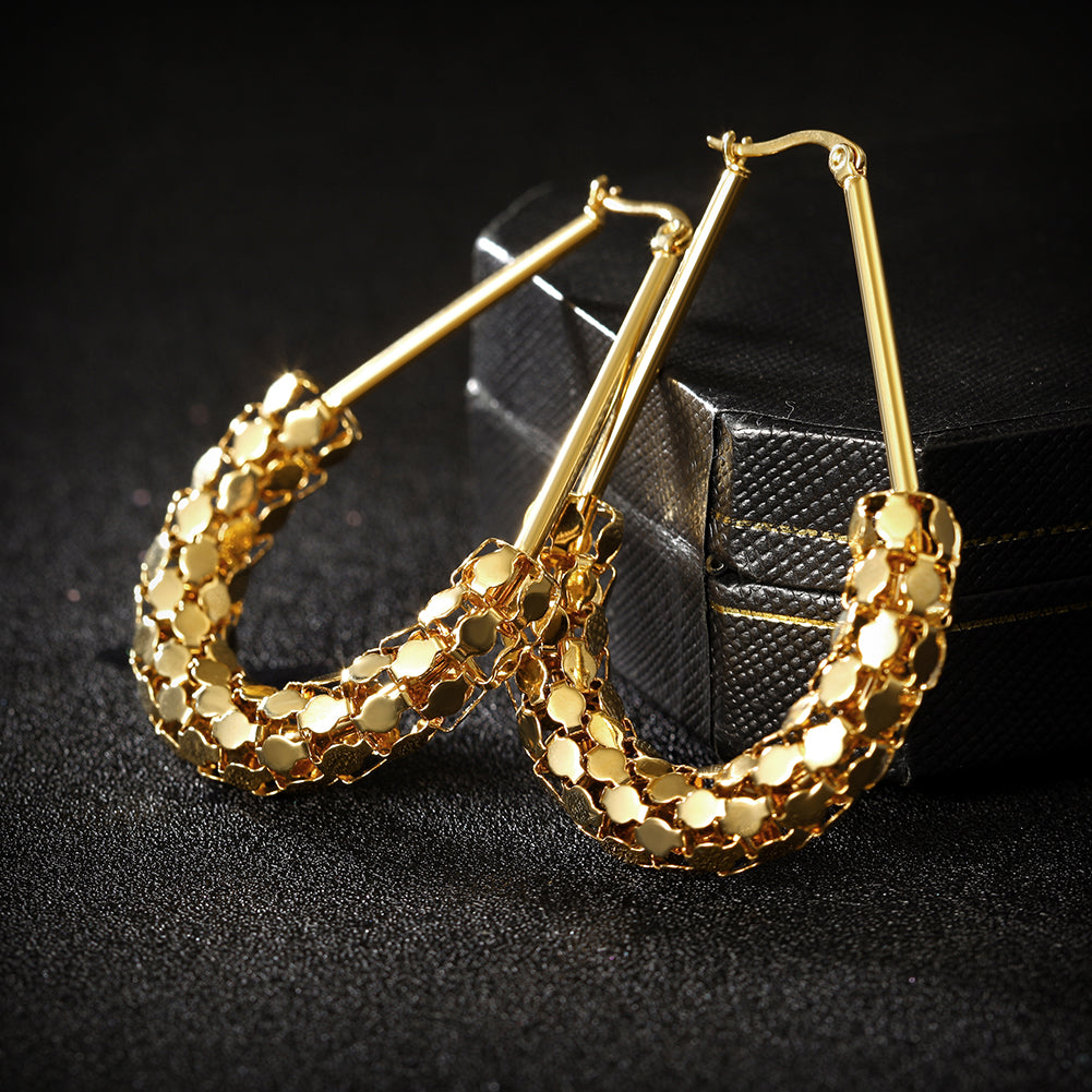 C-shaped smooth hollow earrings-SCE251ST