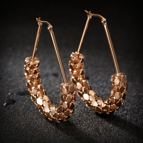 C-shaped smooth hollow earrings-SCE251ST