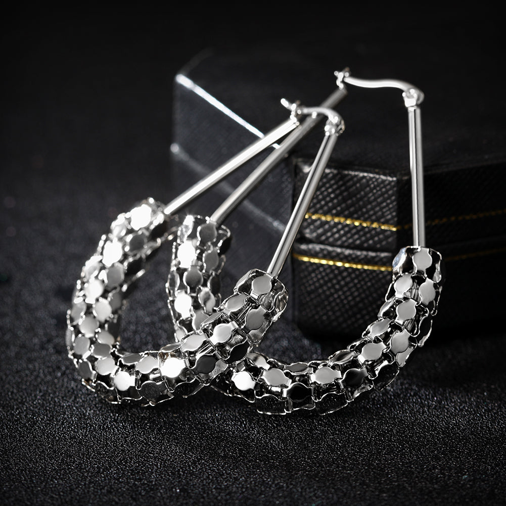 C-shaped smooth hollow earrings-SCE251ST