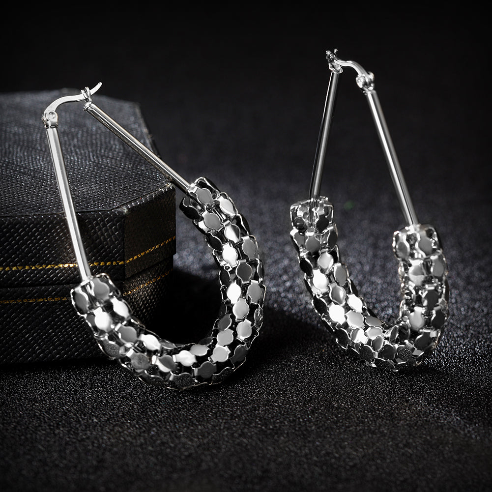 C-shaped smooth hollow earrings-SCE251ST