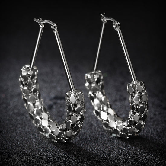 C-shaped smooth hollow earrings-SCE251ST