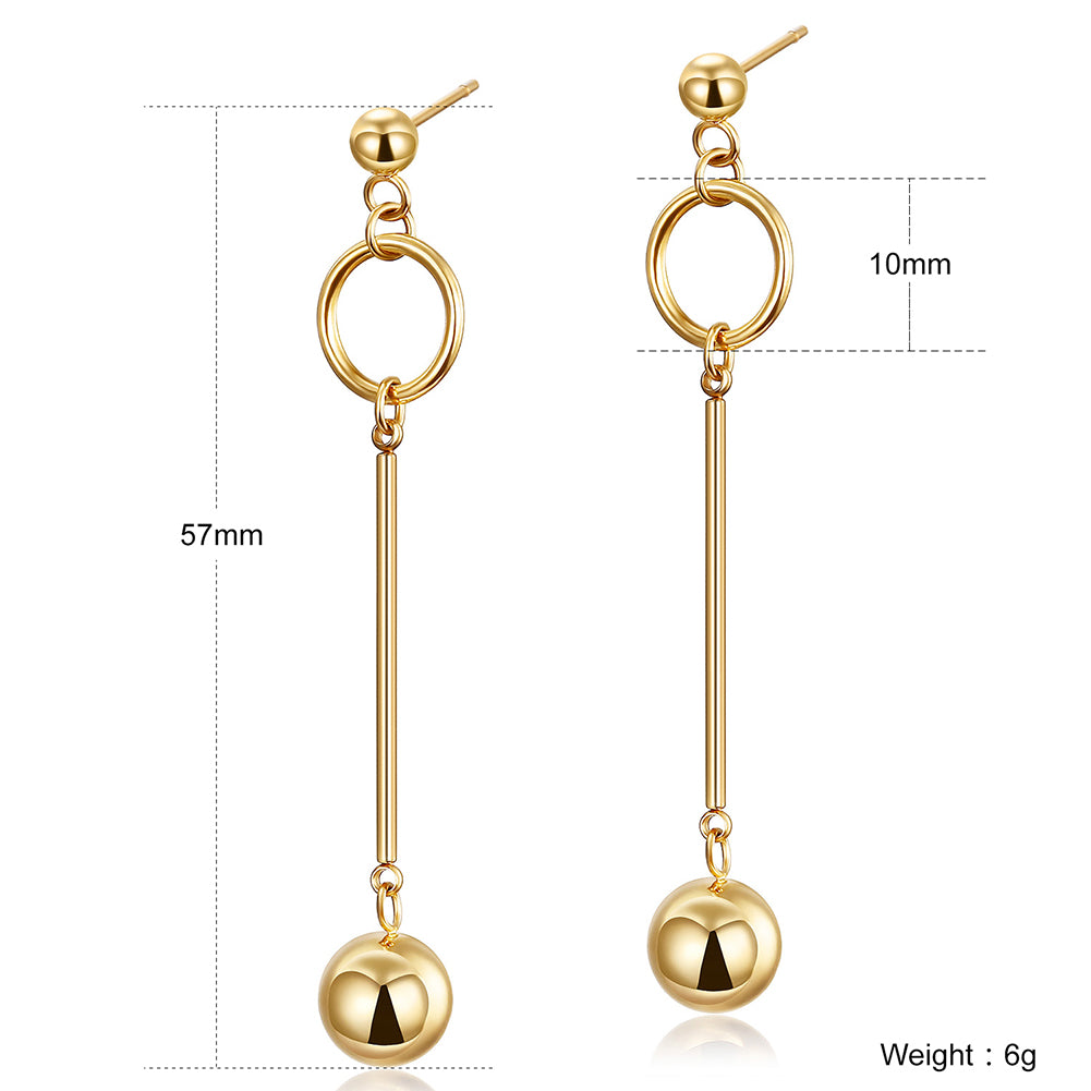 Golden round ball earrings-SCE262ST