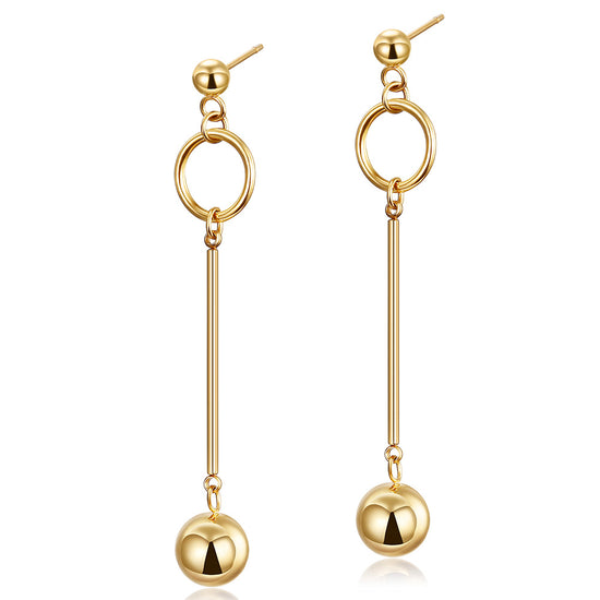 Golden round ball earrings-SCE262ST