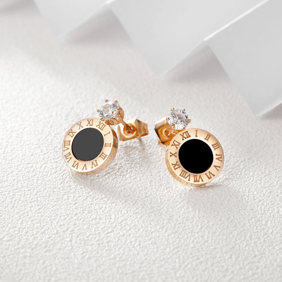 Circle letter zircon earrings-SCE265ST