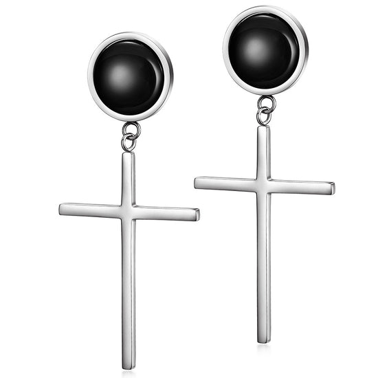 Cross smooth earrings-SCE270ST