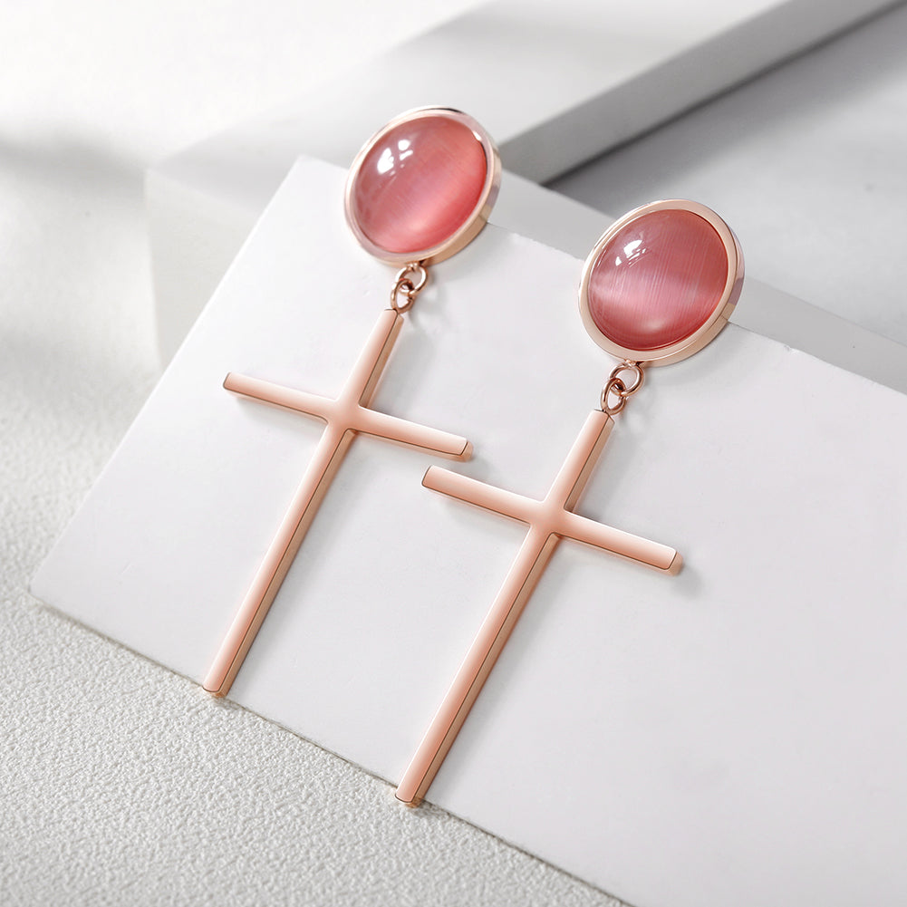 Cross smooth earrings-SCE270ST