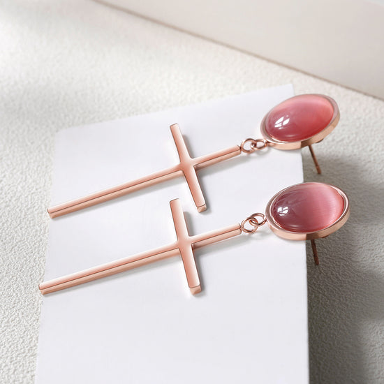 Cross smooth earrings-SCE270ST