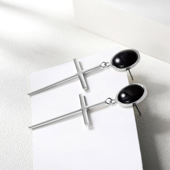 Cross smooth earrings-SCE270ST