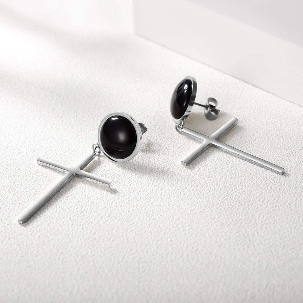 Cross smooth earrings-SCE270ST