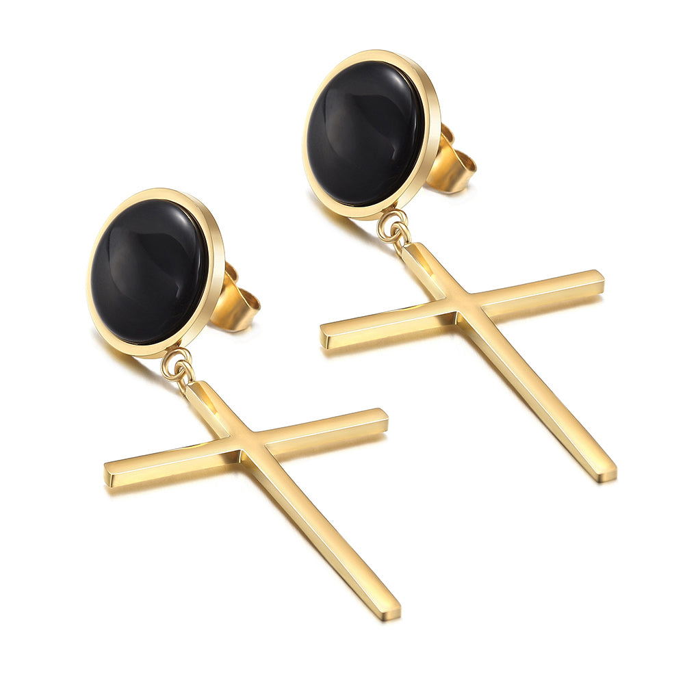 Cross smooth earrings-SCE270ST