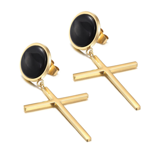 Cross smooth earrings-SCE270ST