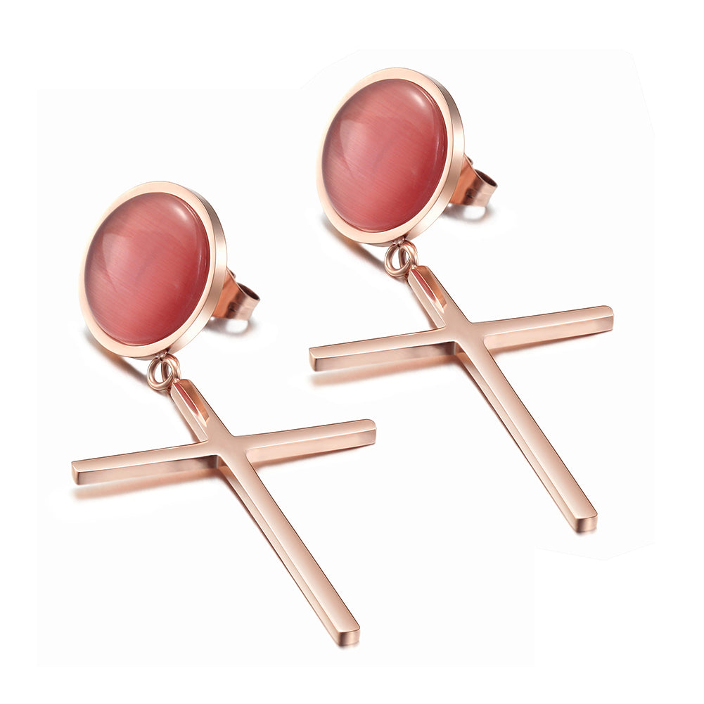 Cross smooth earrings-SCE270ST