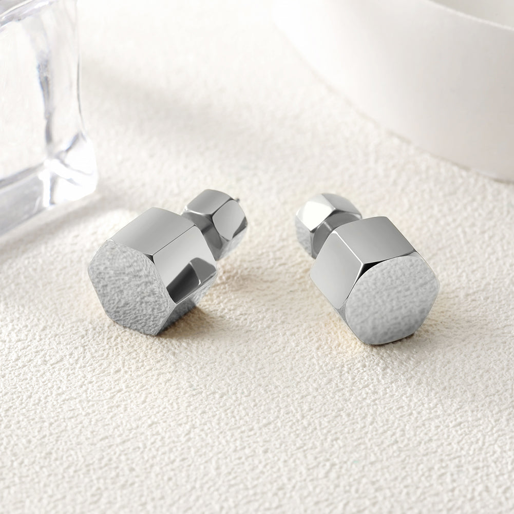 Cylindrical smooth earrings-SCE286ST