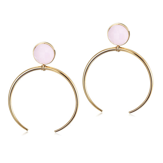 Big C Circle Earrings-SCE289ST