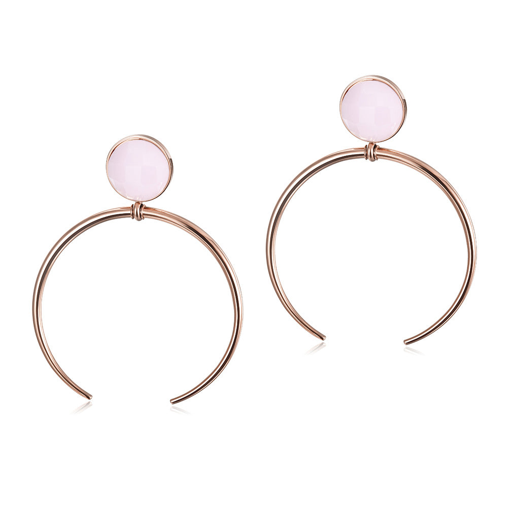 Big C Circle Earrings-SCE289ST