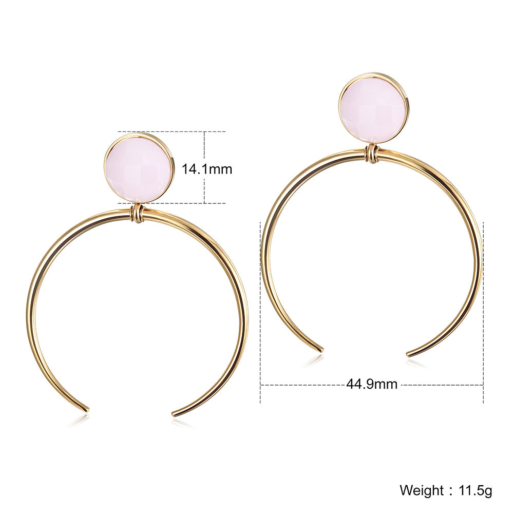 Big C Circle Earrings-SCE289ST