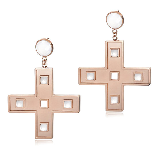 Cross shaped hollow earrings-SCE290ST