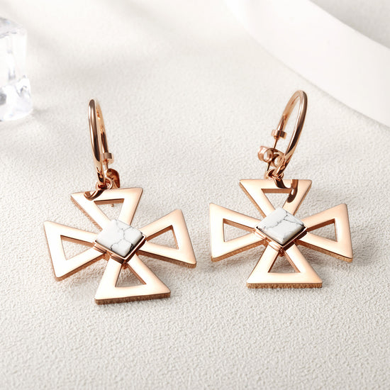 Triangle flower hollow earrings-SCE291ST