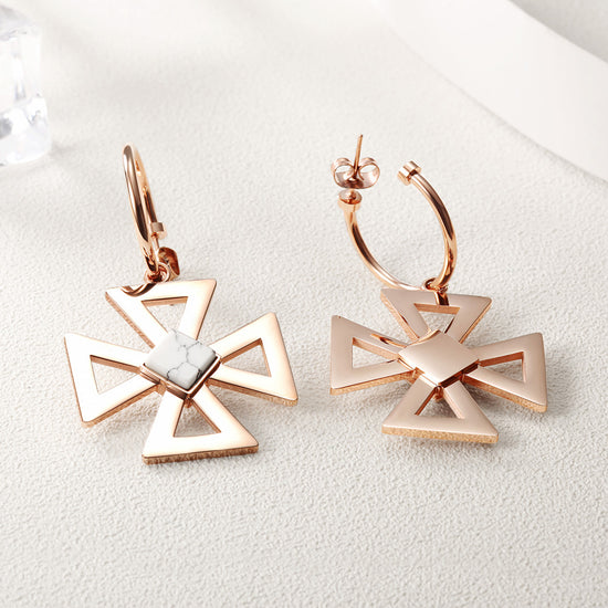 Triangle flower hollow earrings-SCE291ST