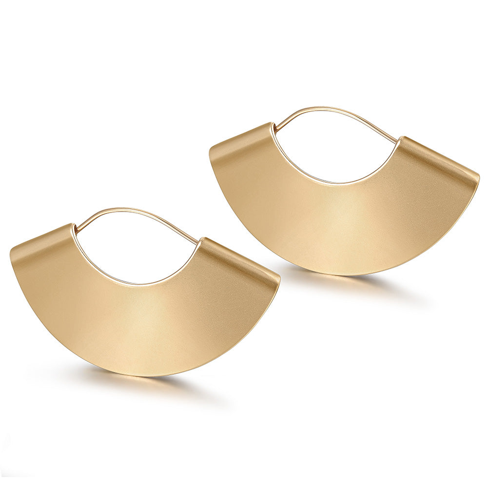 Stainless steel fan-shaped earrings-SCE297STGC