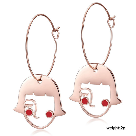 Stainless steel little girl earrings-SCE298STRG