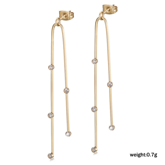 Stainless steel curved long earrings-SCE304ST