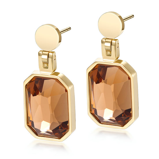 Square gemstone earrings-SCE305ST