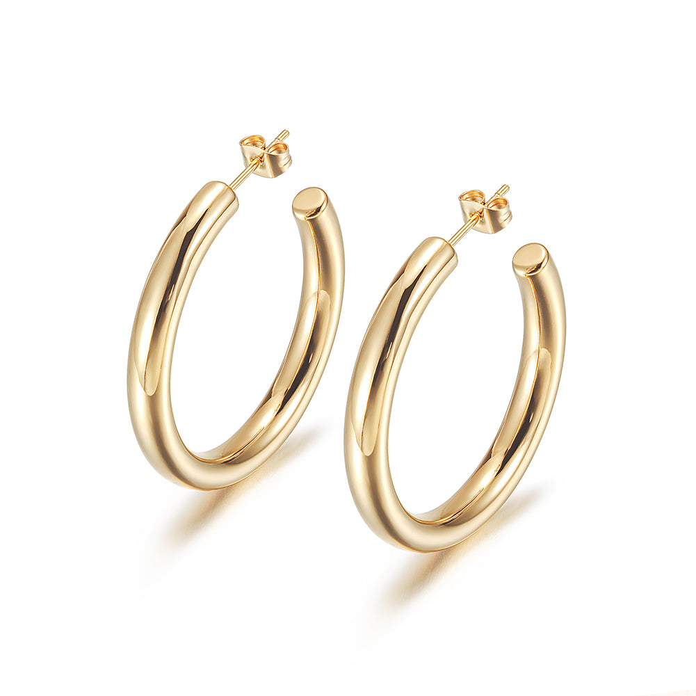 Stainless steel exaggerated C-shaped earrings-SCE325STGC