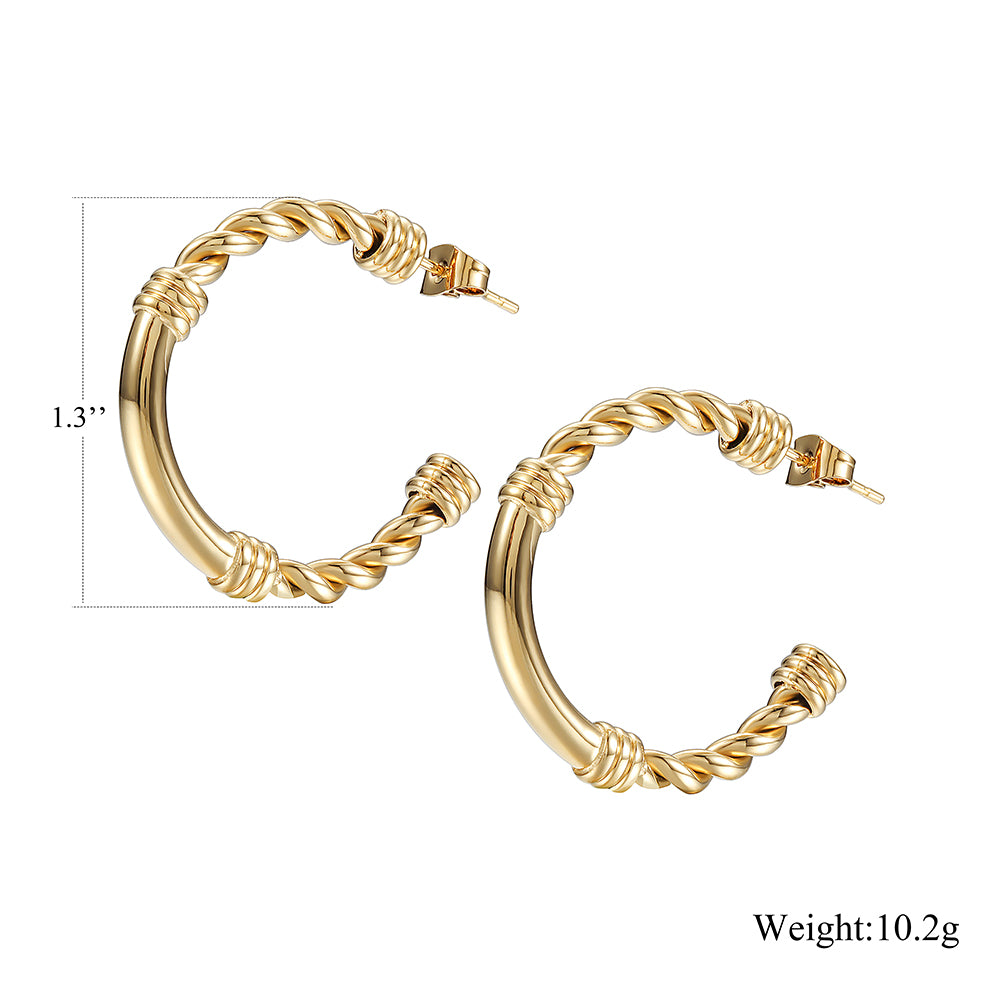 Fried Dough Twists C-shaped earrings-SCE332STGC