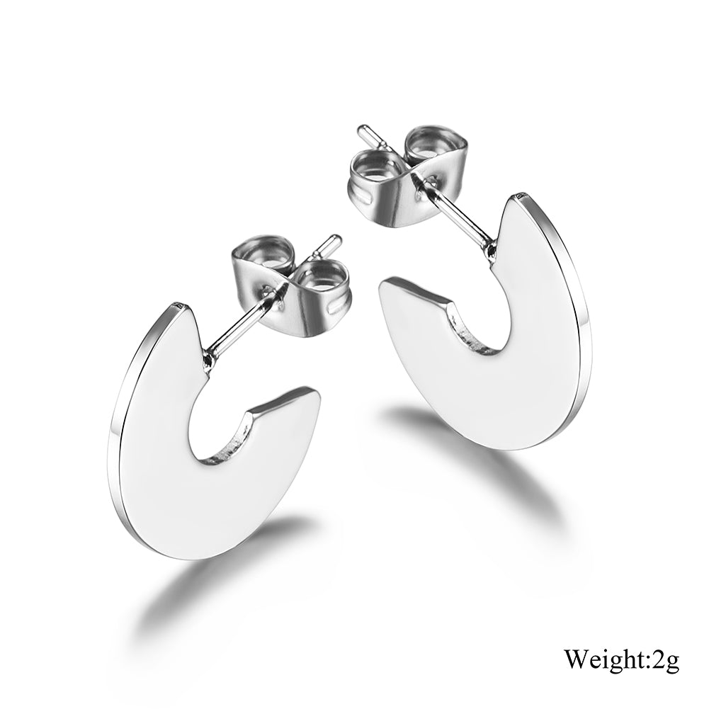 Stainless steel creative C-shaped earrings-SCE335STWG