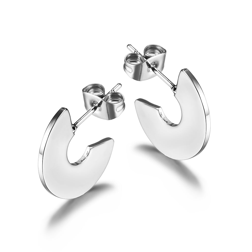 Stainless steel creative C-shaped earrings-SCE335STWG