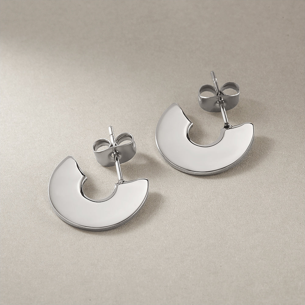 Stainless steel creative C-shaped earrings-SCE335STWG