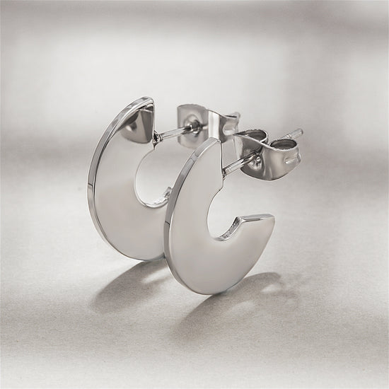 Stainless steel creative C-shaped earrings-SCE335STWG