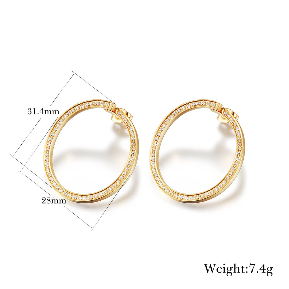 Circle zircon earrings-SCE339STGCZD