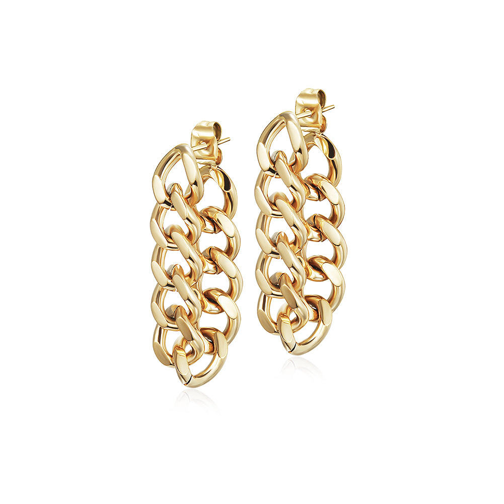 Stainless steel chain earrings-SCE344STGC