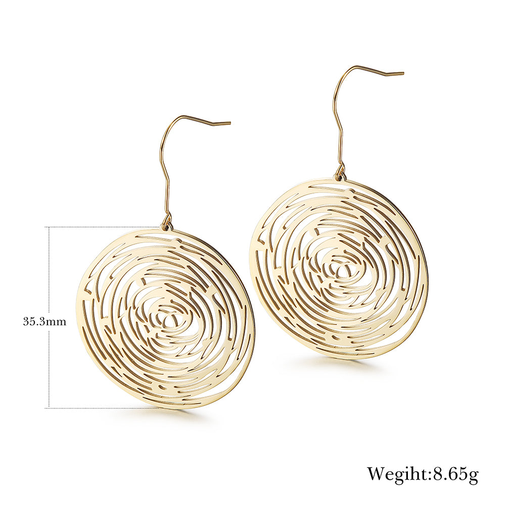 Circular hollow earrings-SCE345STGC