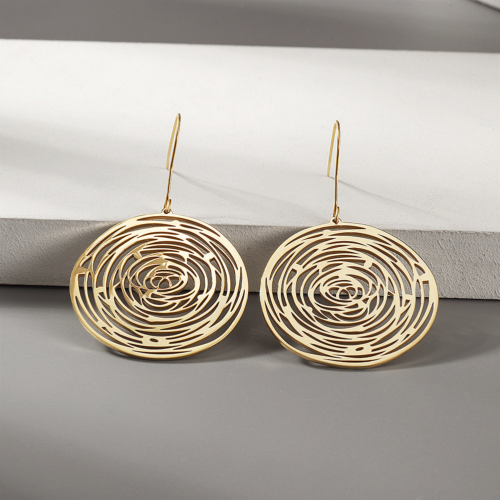 Circular hollow earrings-SCE345STGC