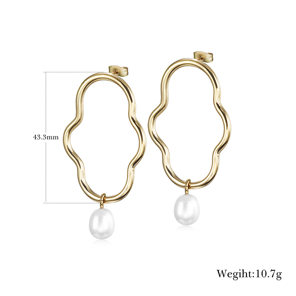 Stainless steel pearl earrings-SCE346STGC