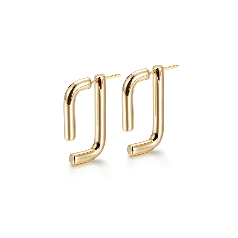 Stainless steel G-shaped earrings-SCE357ST