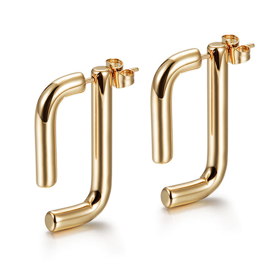 Stainless steel G-shaped earrings-SCE357ST