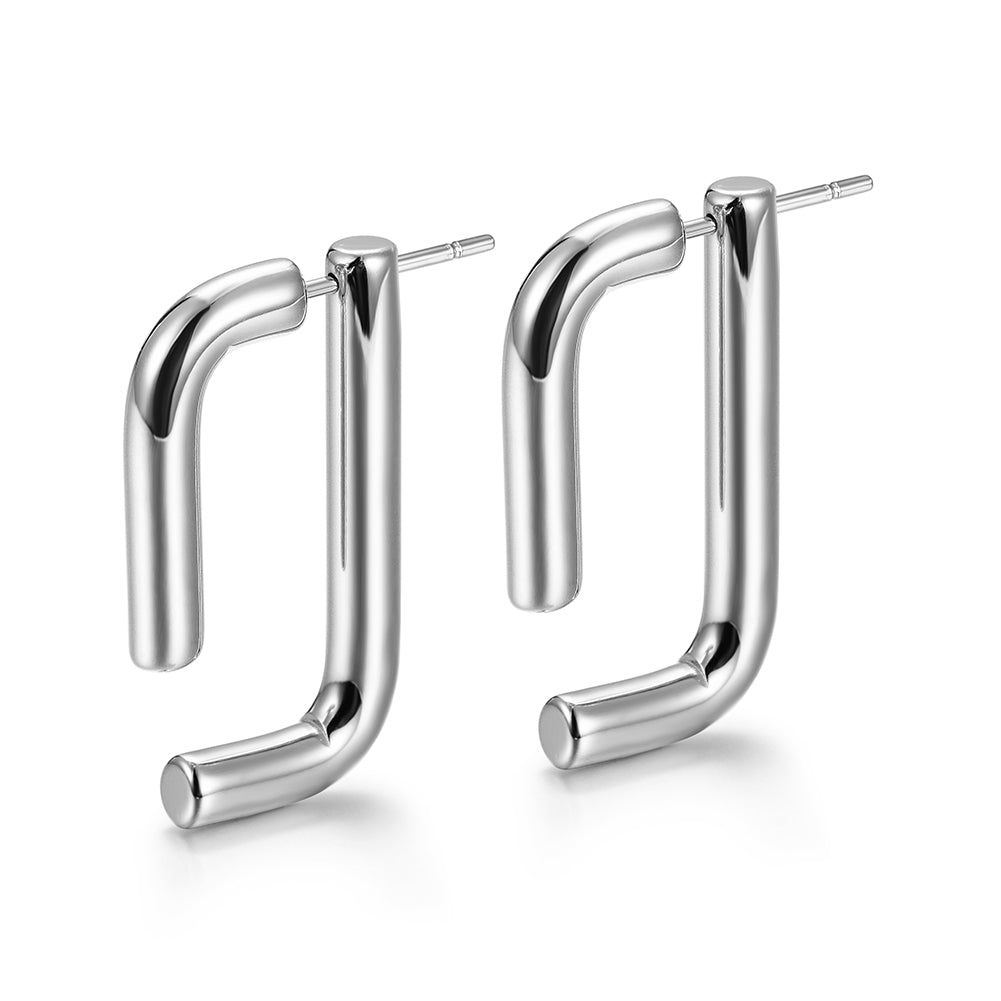 Stainless steel G-shaped earrings-SCE357ST