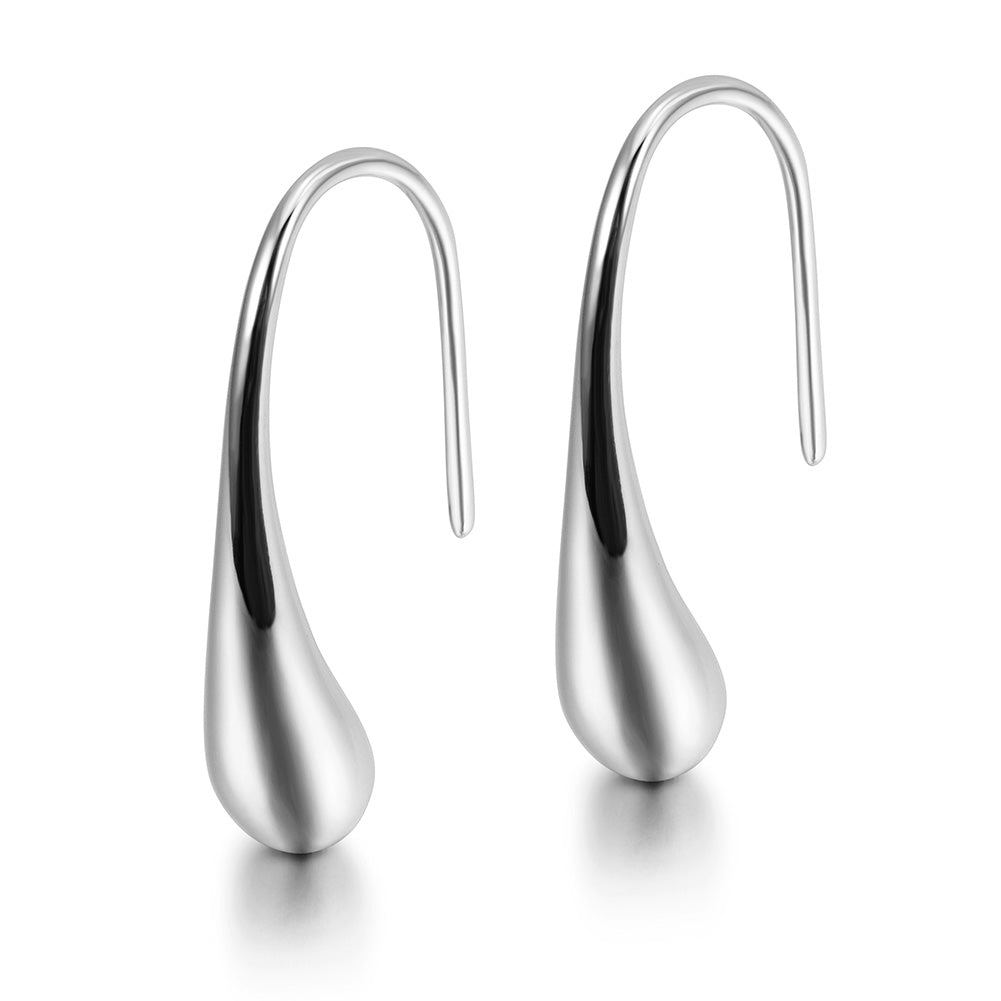 Water Drop Smooth Earrings-SCE362ST