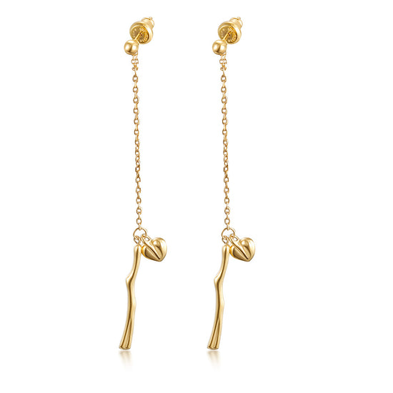 Chain small heart-shaped earrings-SCE364STGC