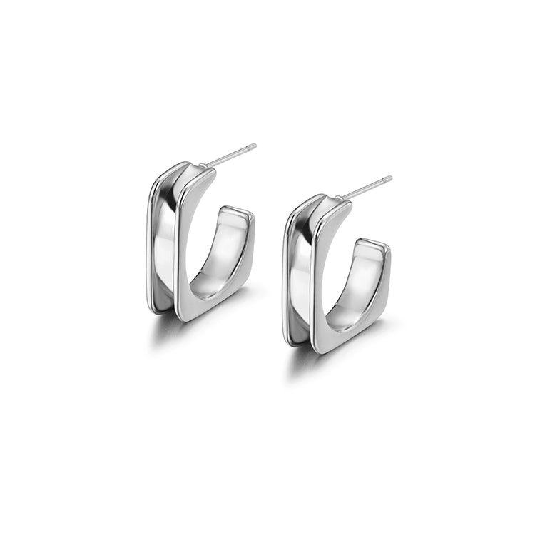 L-shaped stainless steel smooth earrings-SCE380STWG