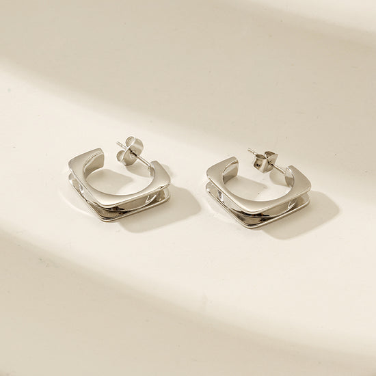 L-shaped stainless steel smooth earrings-SCE380STWG