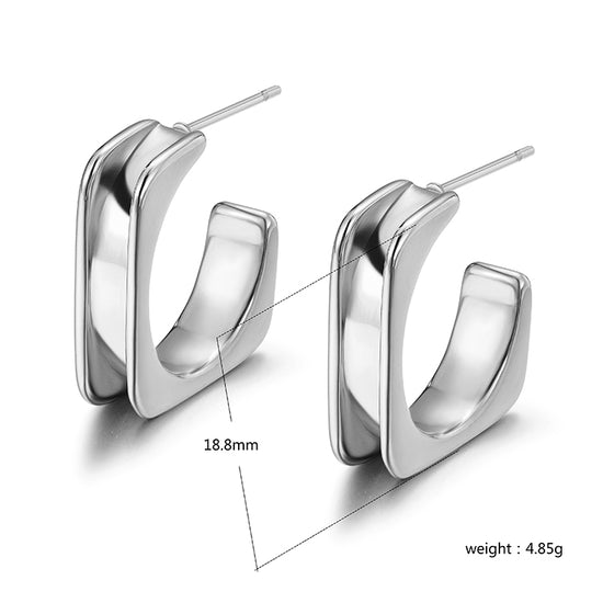 L-shaped stainless steel smooth earrings-SCE380STWG