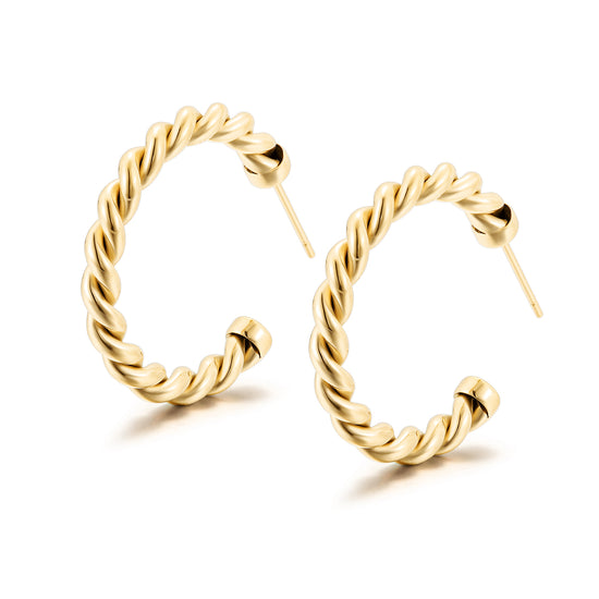 Spiral C-shaped earrings-SCE381STGCS