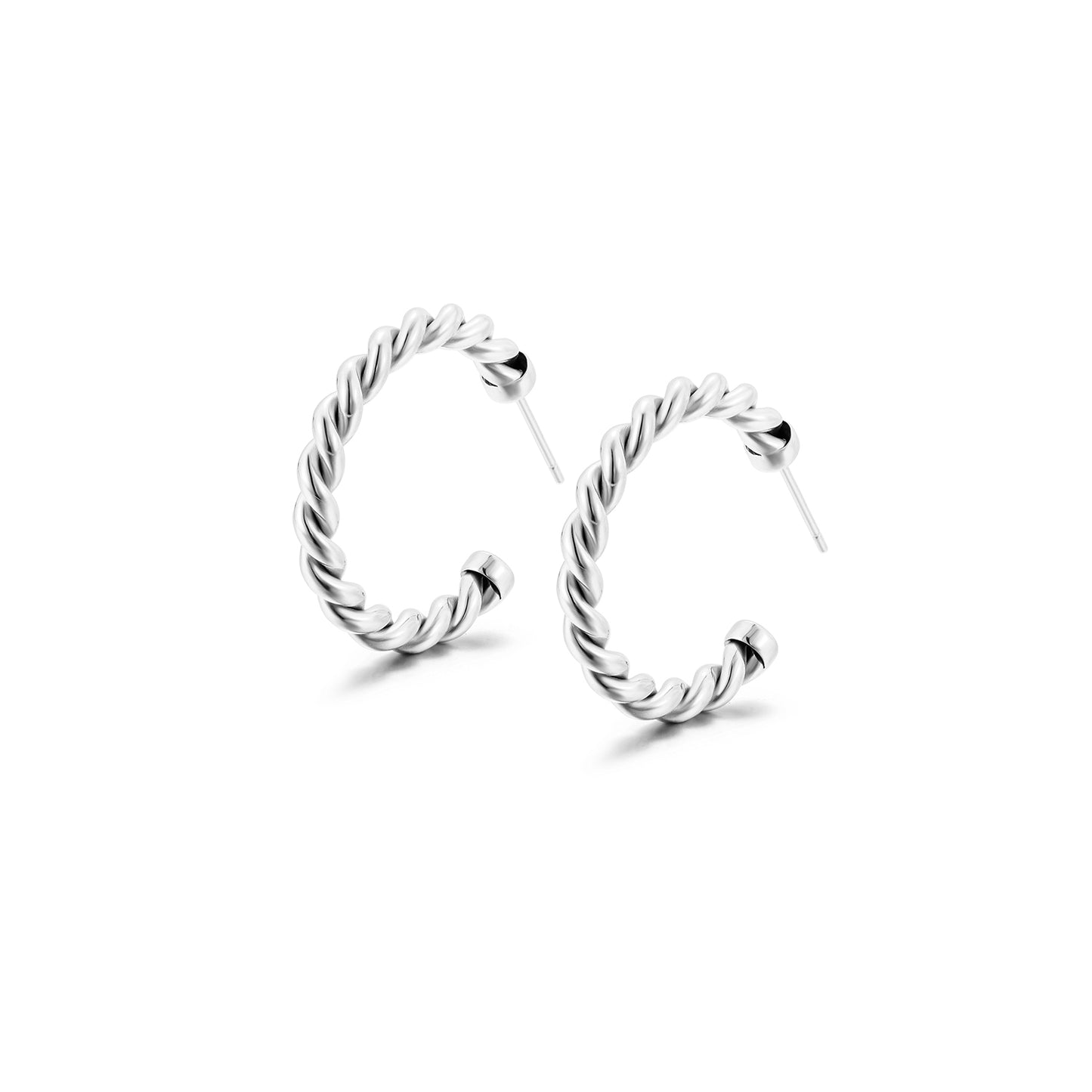 Spiral C-shaped earrings-SCE381STWG