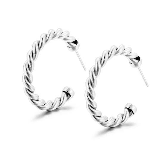 Spiral C-shaped earrings-SCE381STWG