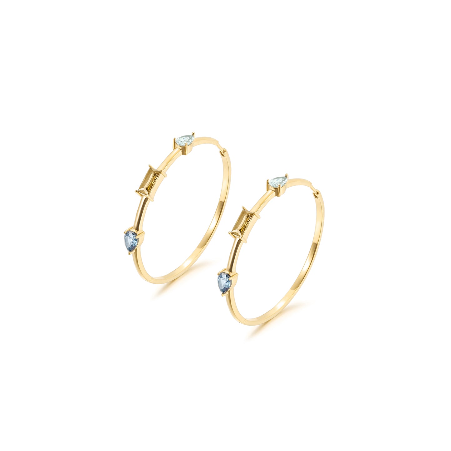 Circle Sapphire Earrings-SCE386STGCZD